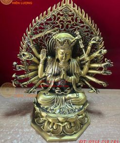 Tượng Phật Chuẩn Đề Cao 42cm Bằng Đồng Vàng