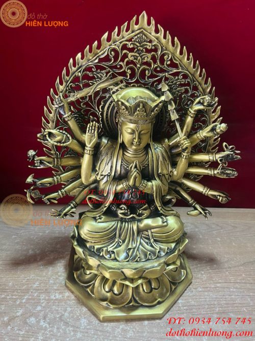 Tượng Phật Chuẩn Đề Cao 42cm Bằng Đồng Vàng