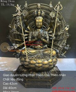 Tượng Phật Thiên Thủ Thiên Nhãn Cao 42cm Bằng Đồng Hun