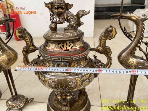 Bộ Đỉnh 50cm Khảm Tam Khí Ngũ Sự