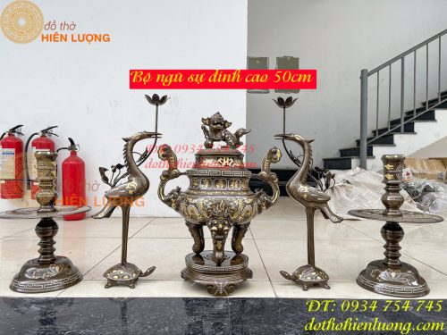 Bộ Đỉnh 50cm Khảm Tam Khí Ngũ Sự