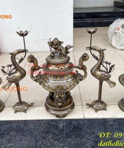 Bộ Đỉnh 50cm Khảm Tam Khí Ngũ Sự