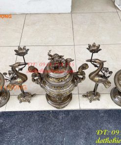Bộ Đỉnh 50cm Khảm Tam Khí Ngũ Sự