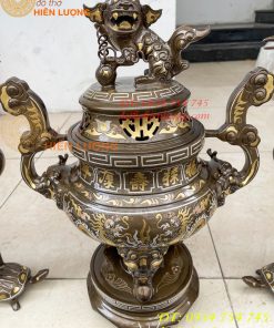 Bộ Đỉnh 50cm Khảm Tam Khí Ngũ Sự