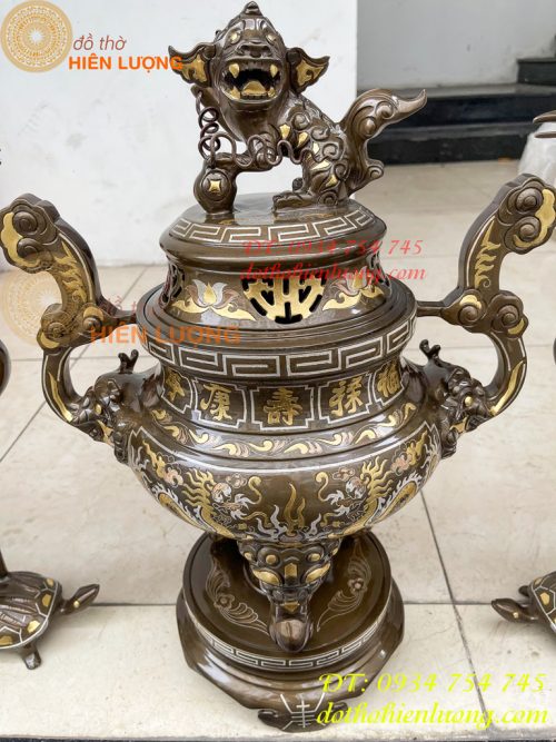 Bộ Đỉnh 50cm Khảm Tam Khí Ngũ Sự