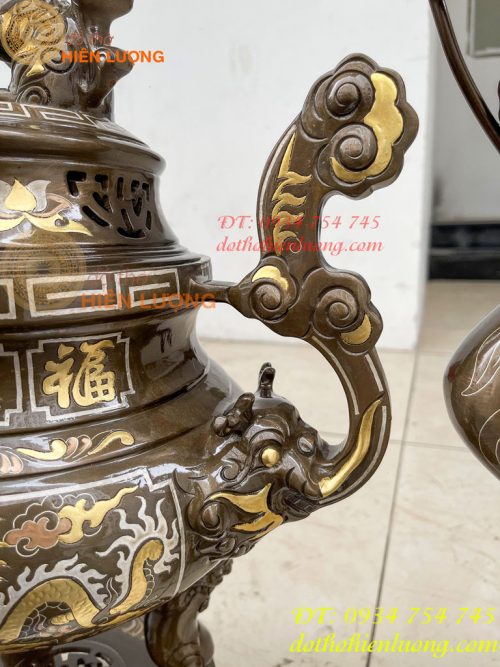 Bộ Đỉnh 50cm Khảm Tam Khí Ngũ Sự