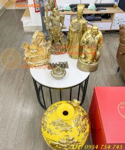 Bình Hút Lộc Thuận Buồm Gốm Bát Tràng Dát Vàng Cao 41cm
