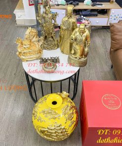Bình Hút Lộc Thuận Buồm Gốm Bát Tràng Dát Vàng Cao 41cm