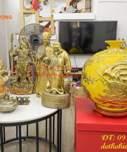 Bình Hút Lộc Thuận Buồm Gốm Bát Tràng Dát Vàng Cao 41cm
