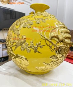 Bình Hút Lộc Thuận Buồm Gốm Bát Tràng Dát Vàng Cao 41cm