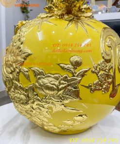 Bình Hút Lộc Thuận Buồm Gốm Bát Tràng Dát Vàng Cao 41cm