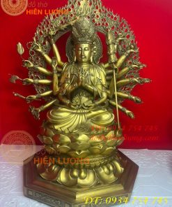 Tượng Phật Chuẩn Đề Cao 64cm Bằng Đồng Vàng