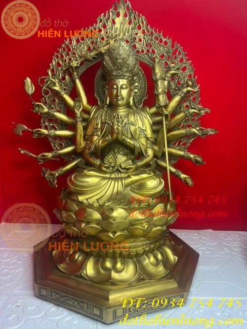 Tượng Phật Chuẩn Đề Cao 64cm Bằng Đồng Vàng