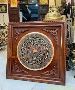 Tranh Trống Đồng Đúc Nổi Khung Gỗ Hương