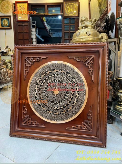 Tranh Trống Đồng Đúc Nổi Khung Gỗ Hương