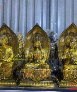 Bộ Tượng Sa Bà Tam Thánh Bằng Đồng Cao 40cm