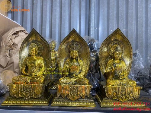Bộ Tượng Sa Bà Tam Thánh Bằng Đồng Cao 40cm