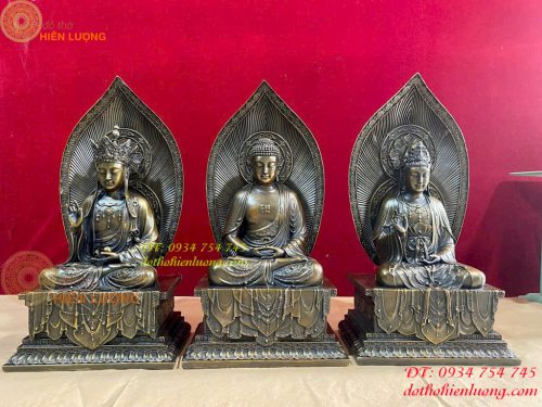 Bộ Tượng Sa Bà Tam Thánh Bằng Đồng Cao 40cm