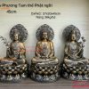 Tượng Tây Phương Tam Thánh Ngồi Cao 45cm Bằng Đồng Hun