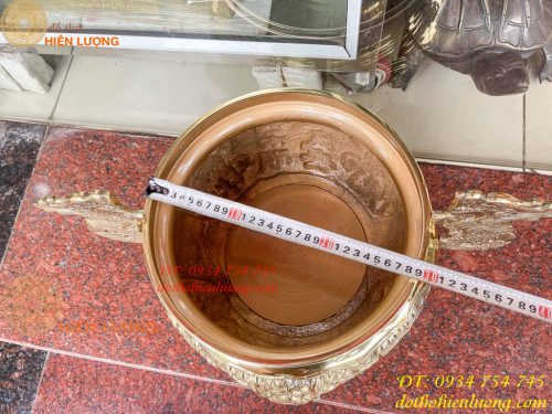 Bát Hương Tai Rồng 30cm Bằng Đồng Vàng