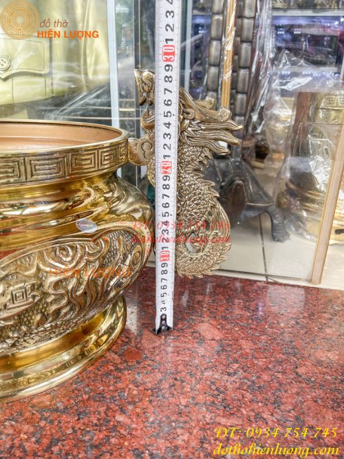 Bát Hương Tai Rồng 30cm Bằng Đồng Vàng