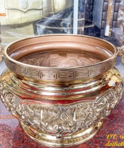 Bát Hương Tai Rồng 30cm Bằng Đồng Vàng