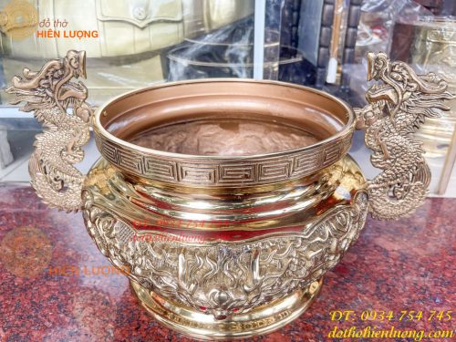 Bát Hương Tai Rồng 30cm Bằng Đồng Vàng