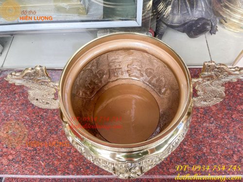 Bát Hương Tai Rồng 30cm Bằng Đồng Vàng