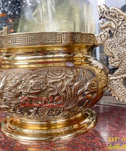 Bát Hương Tai Rồng 30cm Bằng Đồng Vàng