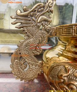 Bát Hương Tai Rồng 30cm Bằng Đồng Vàng