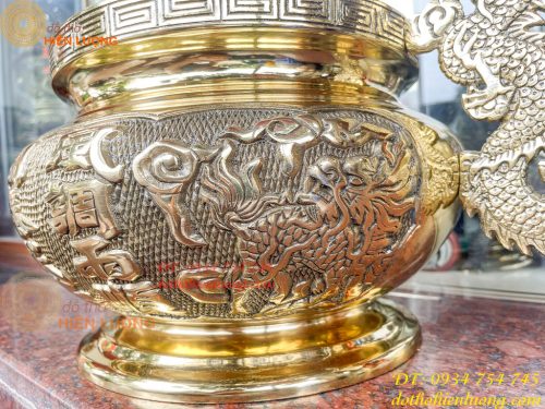 Bát Hương Tai Rồng 30cm Bằng Đồng Vàng