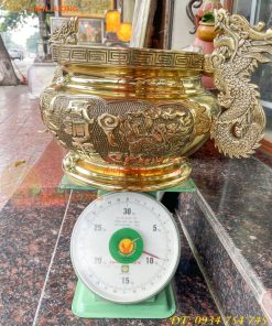 Bát Hương Tai Rồng 30cm Bằng Đồng Vàng