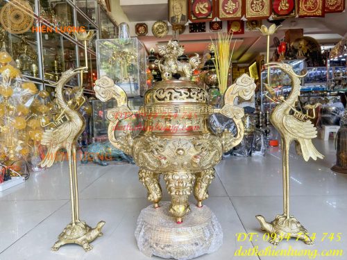 Bộ Tam Sự Đỉnh Rồng Nổi Bằng Đồng Cực Đẹp