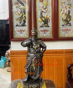 Tượng Trần Hưng Đạo Cao 70cm Khảm Ngũ Sắc Bằng Đồng