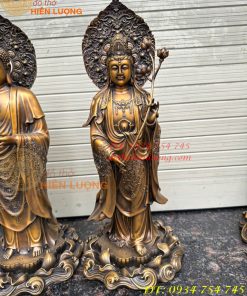 Bộ Tây Phương Tam Thánh Phật Đứng Bằng Đồng Hun