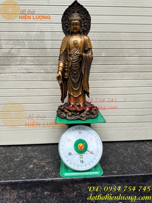 Bộ Tây Phương Tam Thánh Phật Đứng Bằng Đồng Hun
