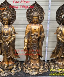 Bộ Tây Phương Tam Thánh Phật Đứng Bằng Đồng Hun
