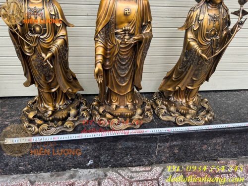 Bộ Tây Phương Tam Thánh Phật Đứng Bằng Đồng Hun