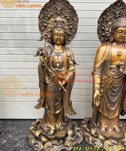 Bộ Tây Phương Tam Thánh Phật Đứng Bằng Đồng Hun