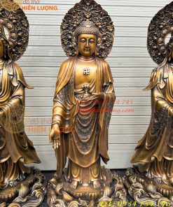 Bộ Tây Phương Tam Thánh Phật Đứng Bằng Đồng Hun