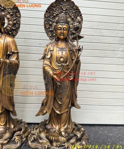 Bộ Tây Phương Tam Thánh Phật Đứng Bằng Đồng Hun