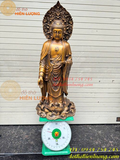 Bộ Tây Phương Tam Thánh Phật Đứng Bằng Đồng Hun