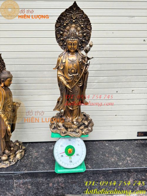 Bộ Tây Phương Tam Thánh Phật Đứng Bằng Đồng Hun