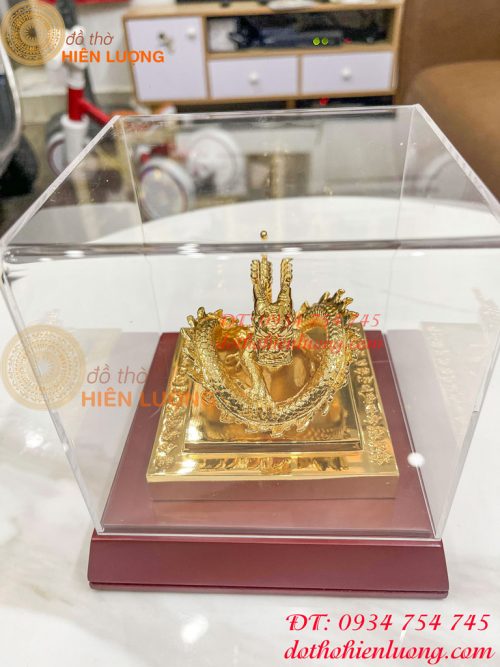 Ấn hoàng đế chi bảo bằng đồng mạ vàng 24K cao 8cm