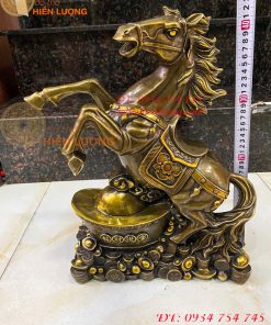 Tượng Ngựa Mã Đáo Tài Lộc Bằng Đồng Hun Cao 42cm