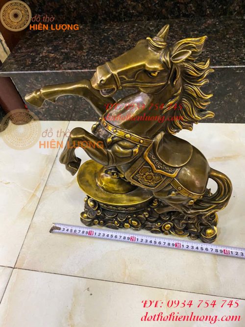 Tượng Ngựa Mã Đáo Tài Lộc Bằng Đồng Hun Cao 42cm