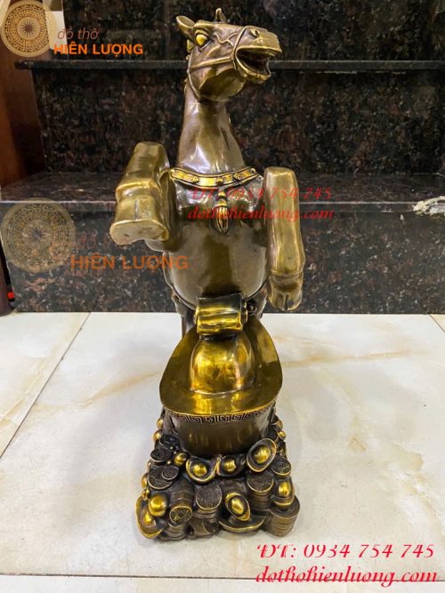 Tượng Ngựa Mã Đáo Tài Lộc Bằng Đồng Hun Cao 42cm