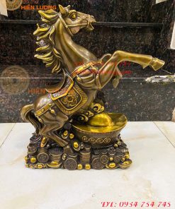 Tượng Ngựa Mã Đáo Tài Lộc Bằng Đồng Hun Cao 42cm