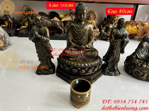 Tượng Phật Thích Ca Và Anan Ca Diếp Bằng Đồng Hun