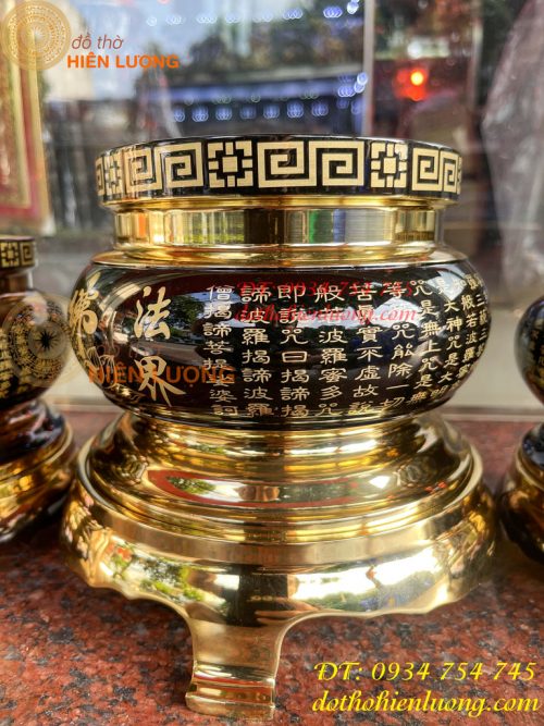 Bát Hương Chữ Phật Bằng Đồng Đen Bóng